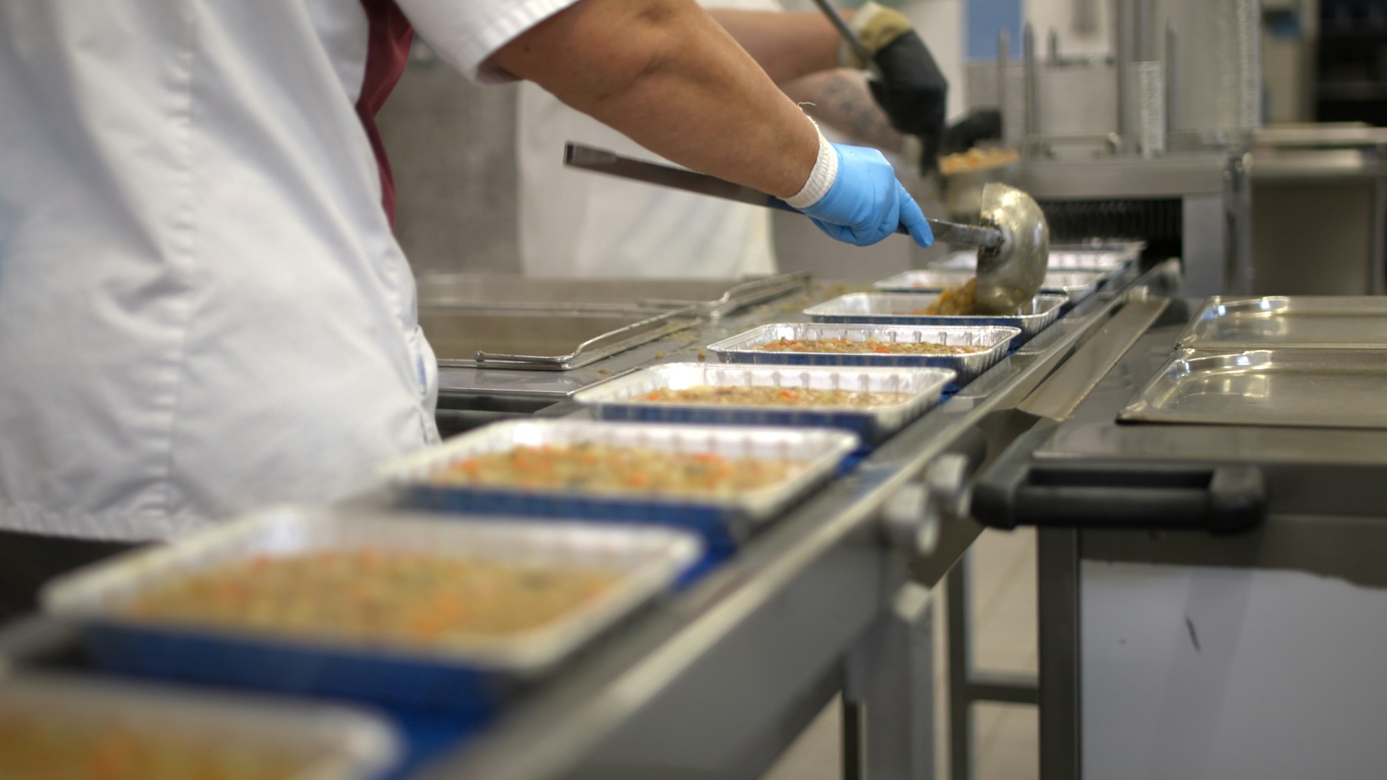 Food preparation and packaging in a commercial kitchen